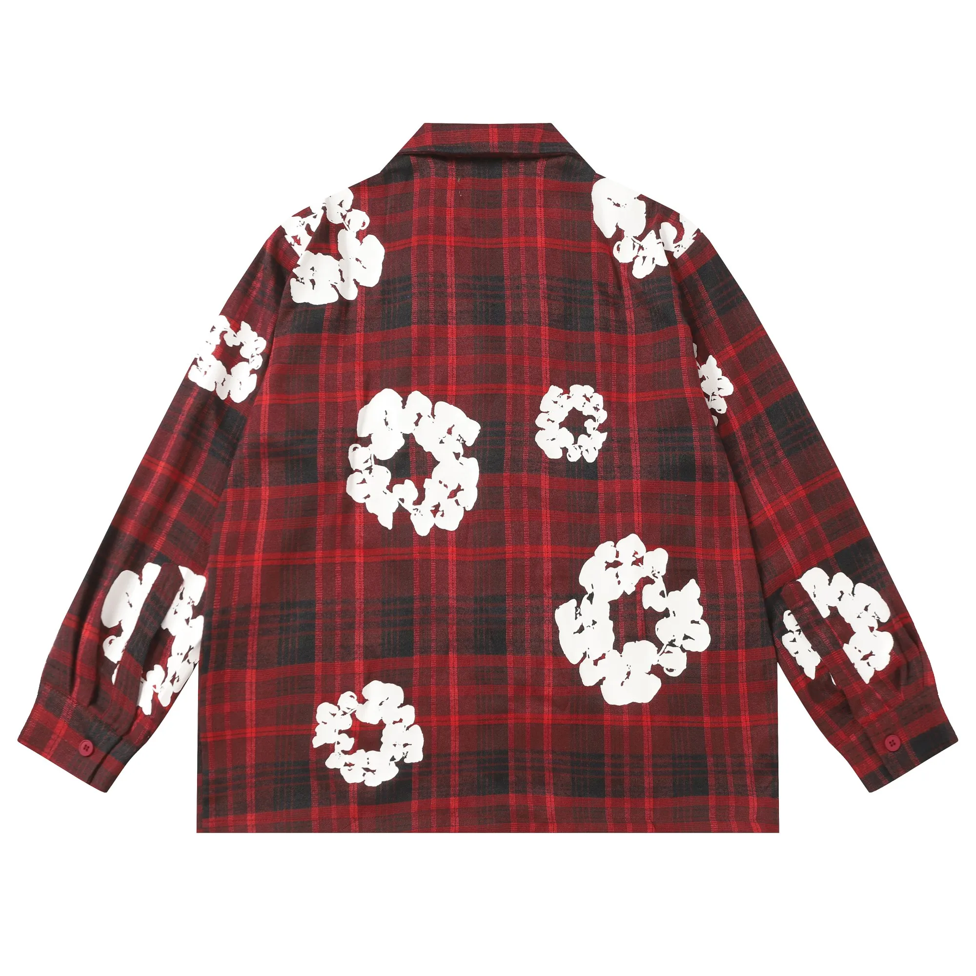 P136 383 DENIM TEARS kapok European and American fashion brand high-quality plaid long-sleeved shirt set Color Red Gray Yellow Size S-XL